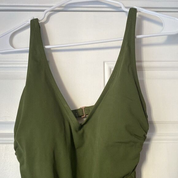 Shade & Shore Palm Plunge Tie Front Wrap Cheeky One Piece Swimsuit Size Small - Picture 3 of 6